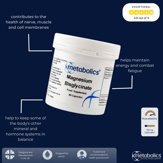 Magnesium Bisglycinate Capsules – High Absorption, Gentle on Stomach - Metabolics