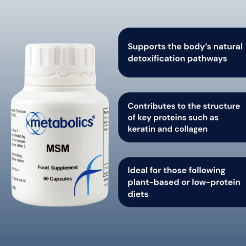 MSM Capsules 600mg | Pure Methyl Sulphonyl Methane | 90 capsules - Metabolics
