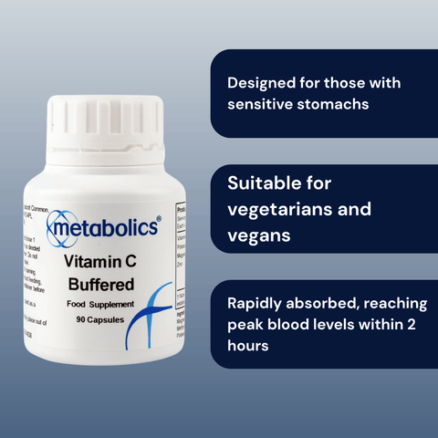 Vitamin C Buffered (Pot of 90 capsules) - Metabolics