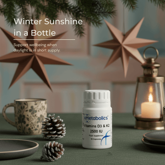 Vitamin D3 2,500 IU + Vitamin K2 (MK - 7) Capsules – Synergistic Bone, Heart & Immune Support - Metabolics