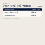 Acetyl L. Carnitine and Alpha Lipoic Acid - 60 capsules - Metabolics