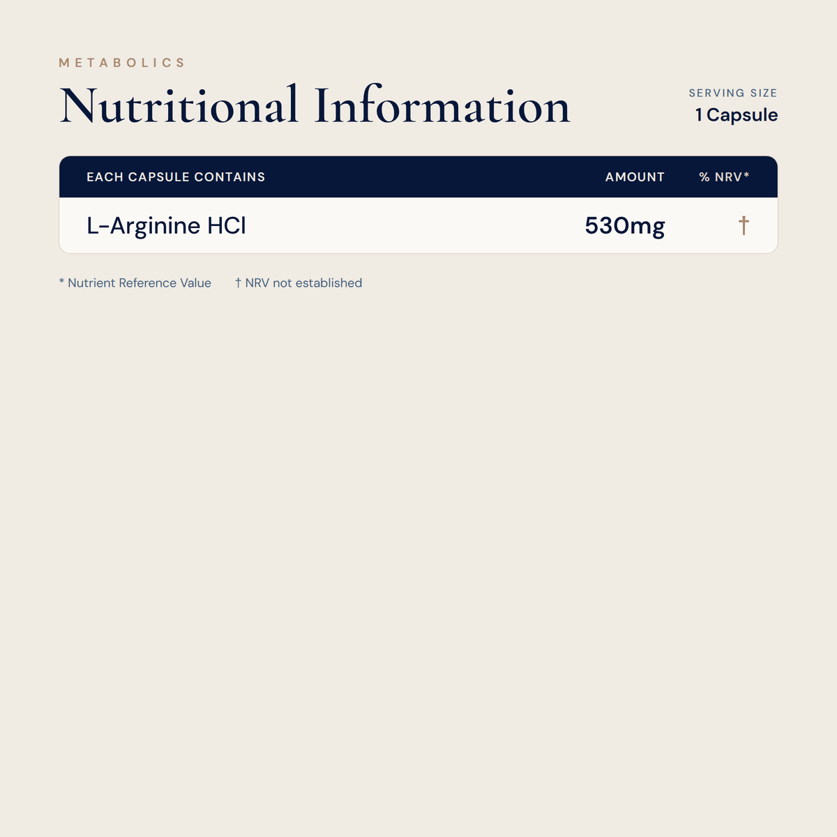 Arginine - 100 capsules - Metabolics
