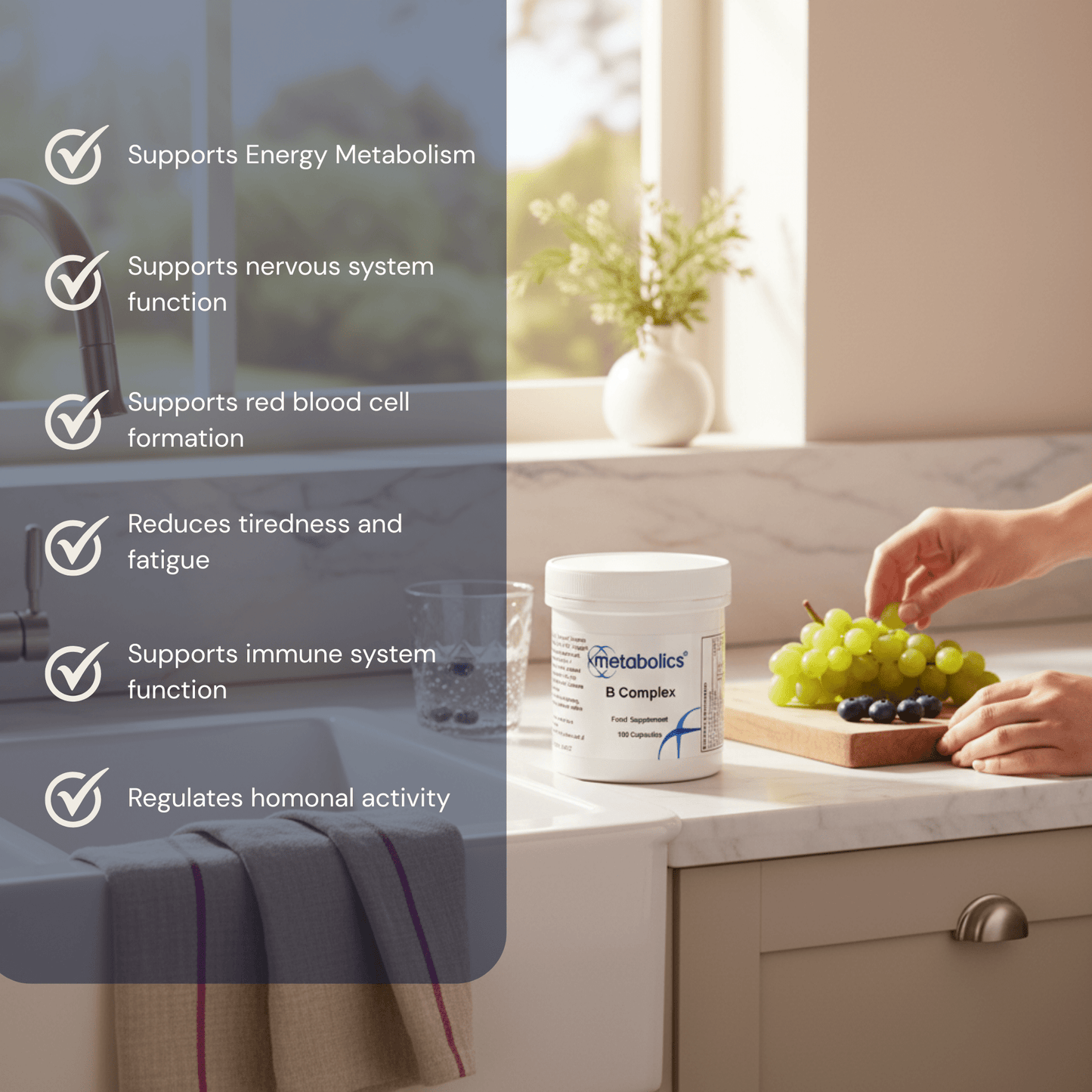 B Complex Capsules | High Strength Vitamin B Supplement for Energy & Metabolism - Metabolics