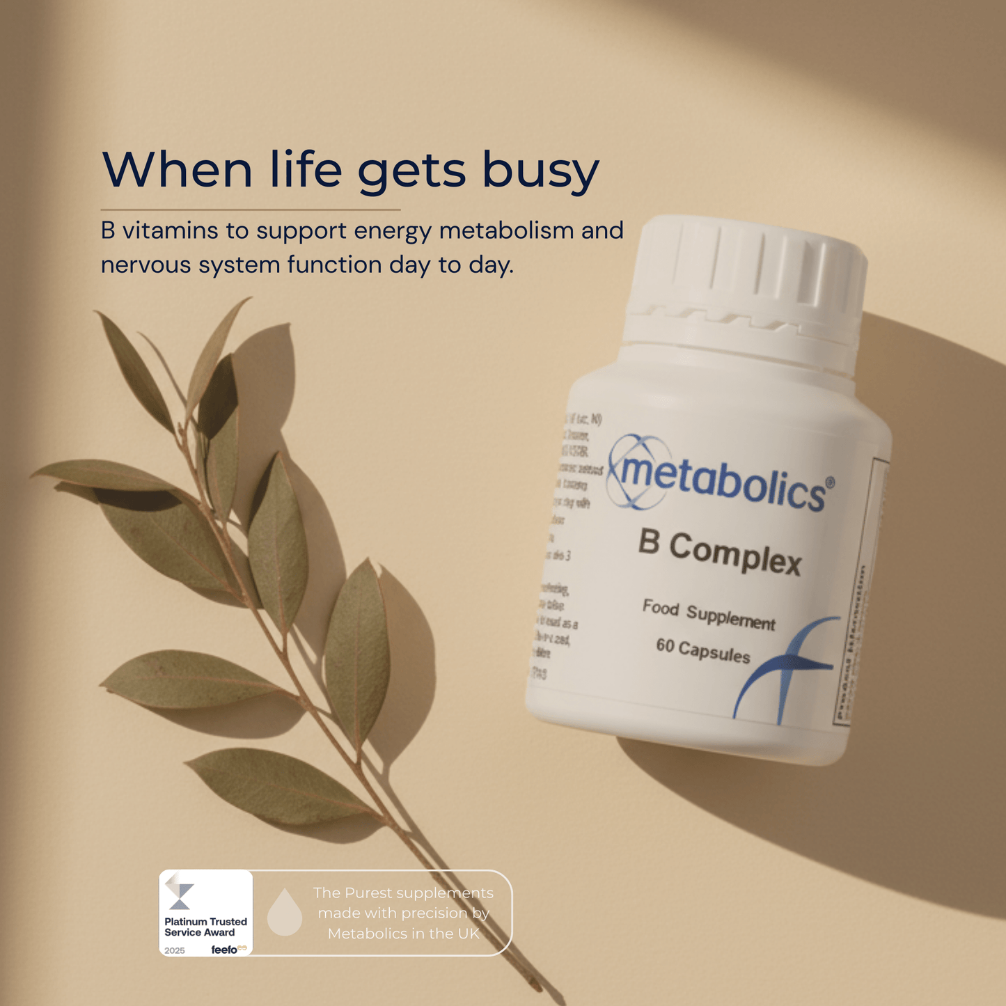 B Complex Capsules | High Strength Vitamin B Supplement for Energy & Metabolism - Metabolics