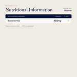 Betaine HCl - 180 capsules - Metabolics