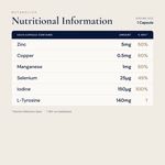 Iodine and Selenium Complex for Normal Thyroid Function, with L-Tyrosine and Bladderwrack | Thyroid Support Formula | 60 Capsules - Metabolics