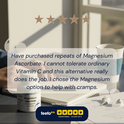Magnesium Ascorbate Capsules | Gentle Vitamin C & Magnesium for Immunity & Antioxidants - Metabolics