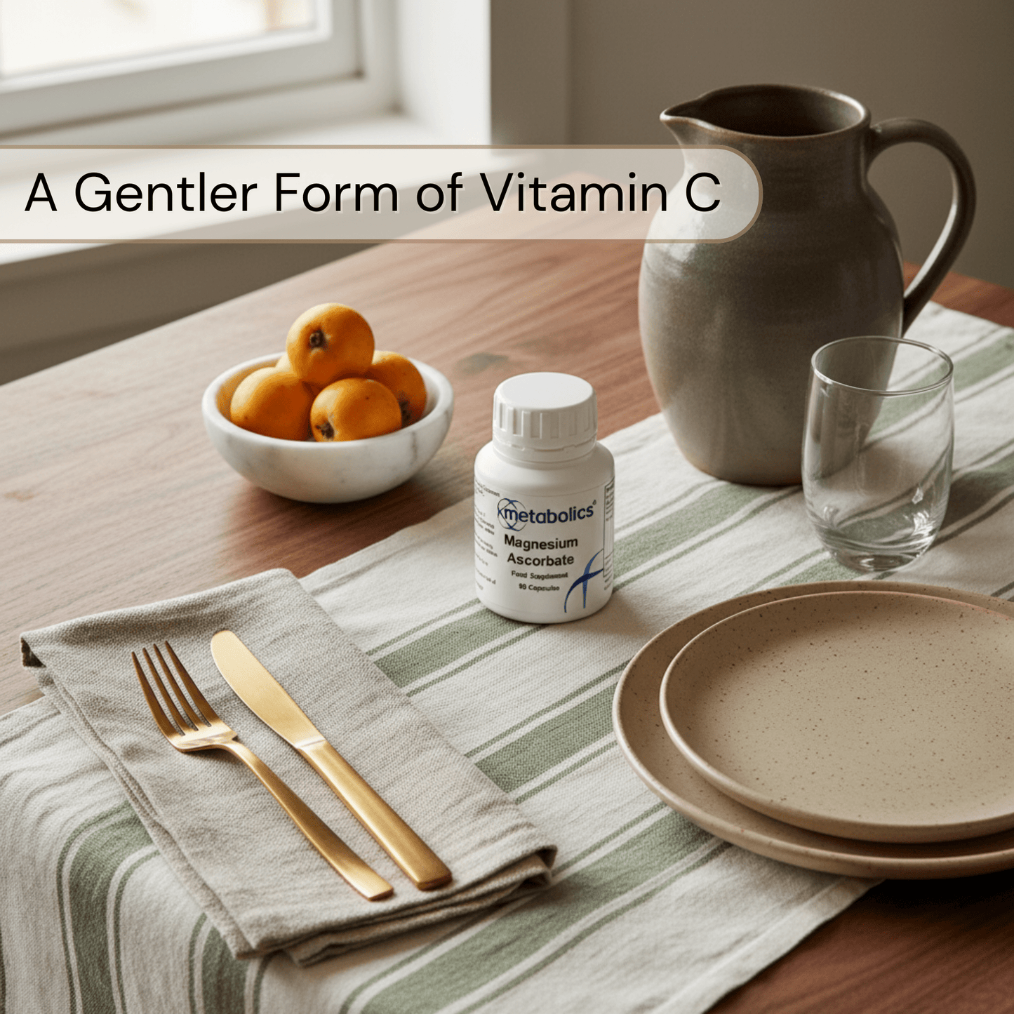 Magnesium Ascorbate Capsules | Gentle Vitamin C & Magnesium for Immunity & Antioxidants - Metabolics