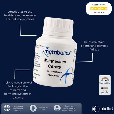 Magnesium Citrate (Pot of 90 capsules) - Metabolics