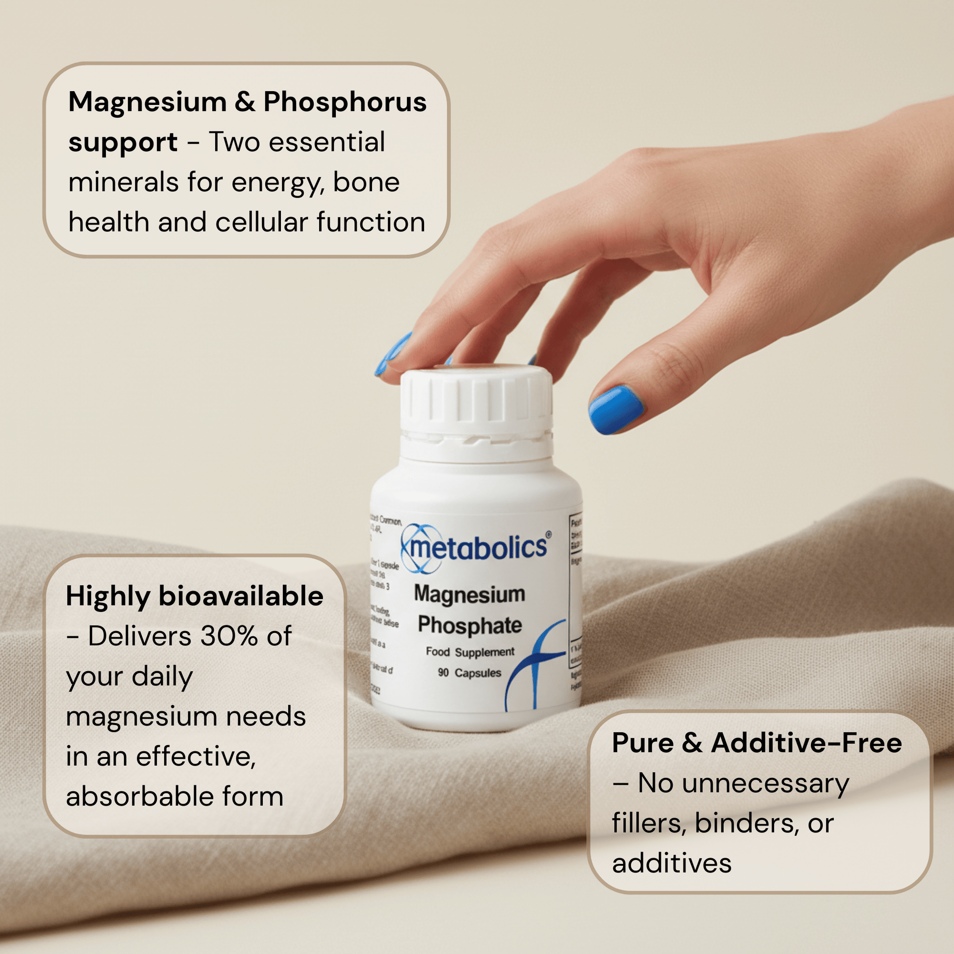 Magnesium Phosphate Capsules | Magnesium for Energy, Nerves & Bone Support - Metabolics