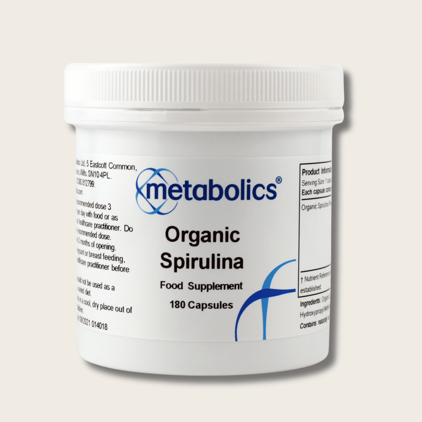 Organic Spirulina - 180 Capsules - Metabolics