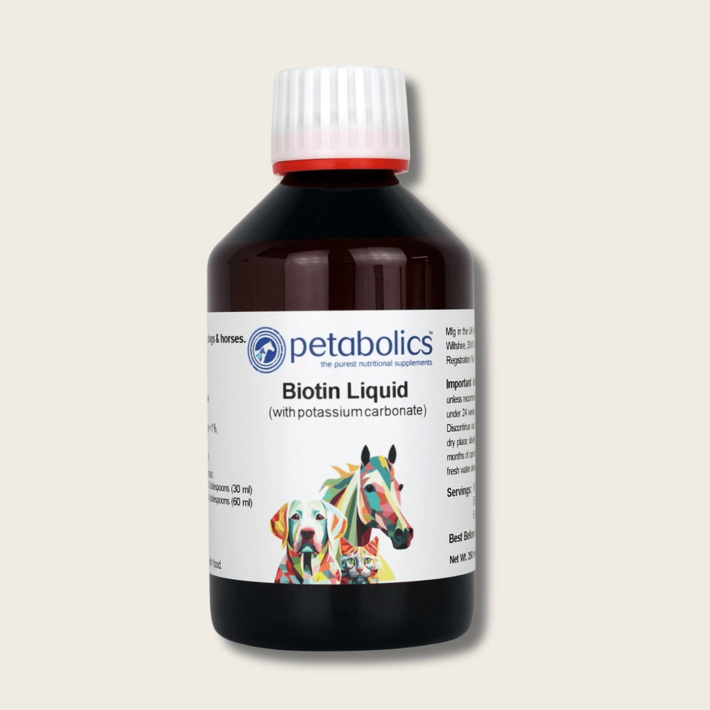 Petabolics Biotin (with potassium carbonate) Liquid Supplement - Metabolics