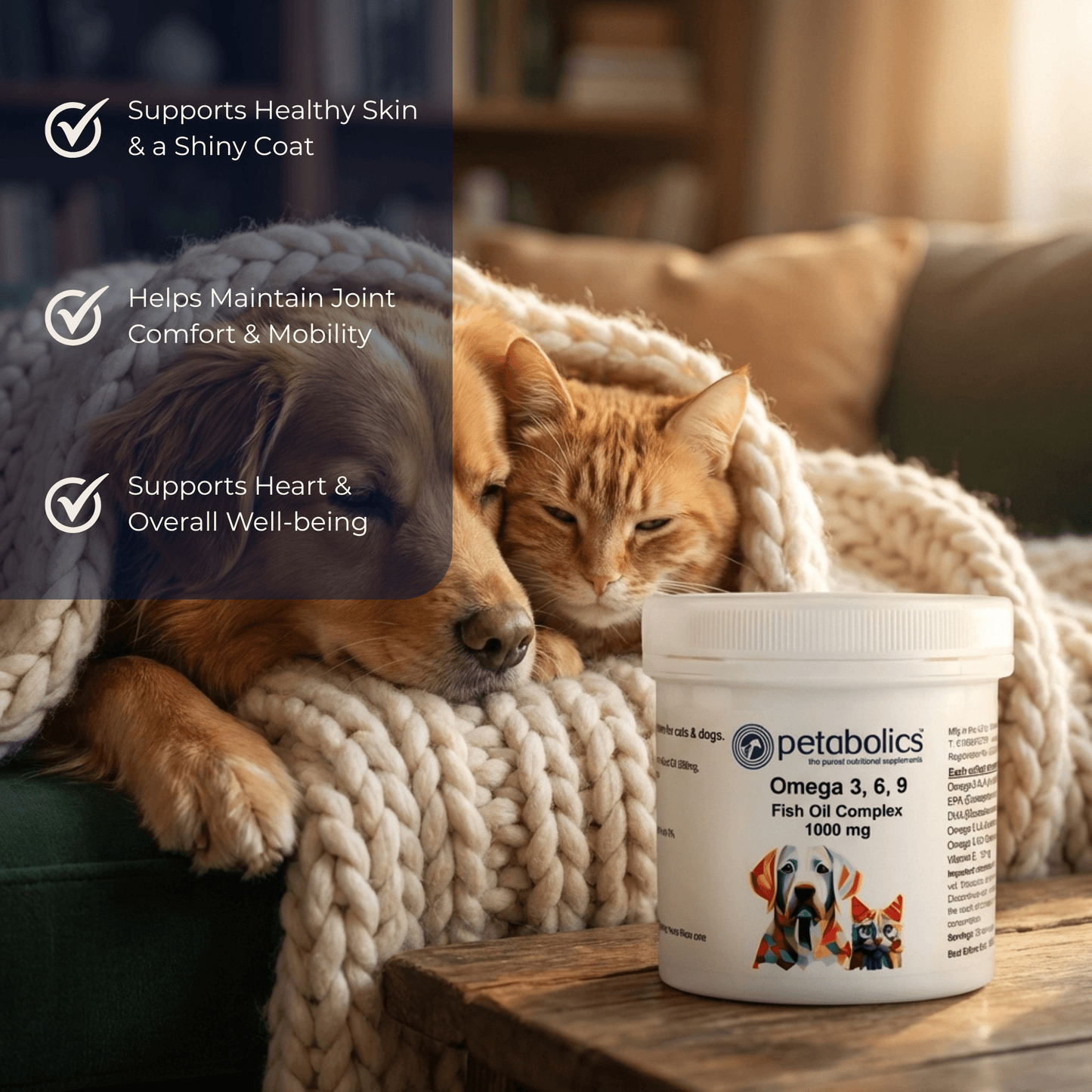 Petabolics Omega 3,6,9 1000mg Fish Oil Complex - Metabolics