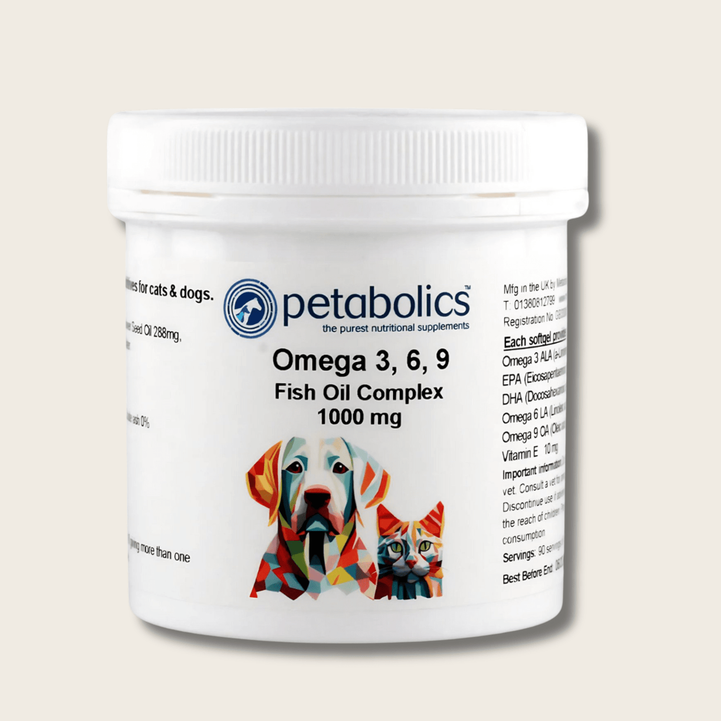 Petabolics Omega 3,6,9 1000mg Fish Oil Complex - Metabolics