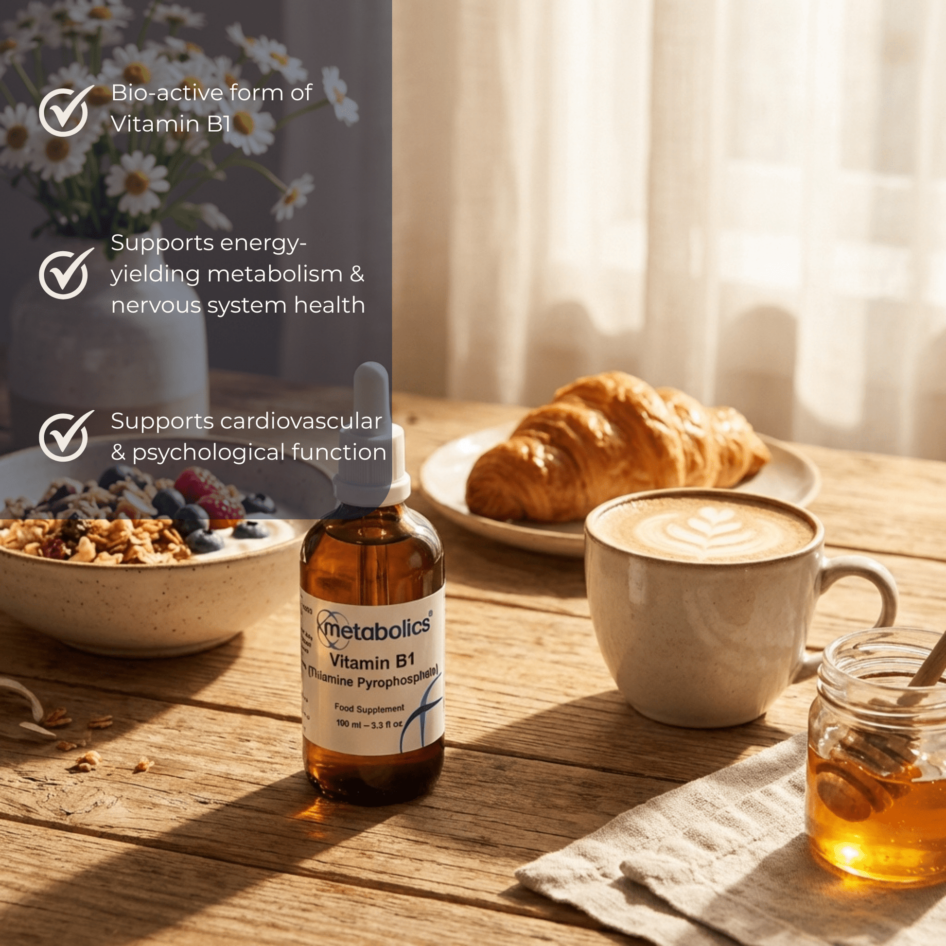 US Vitamin B1 Thiamine Pyrophosphate Liquid | Active B1 for Energy & Heart Health - Metabolics