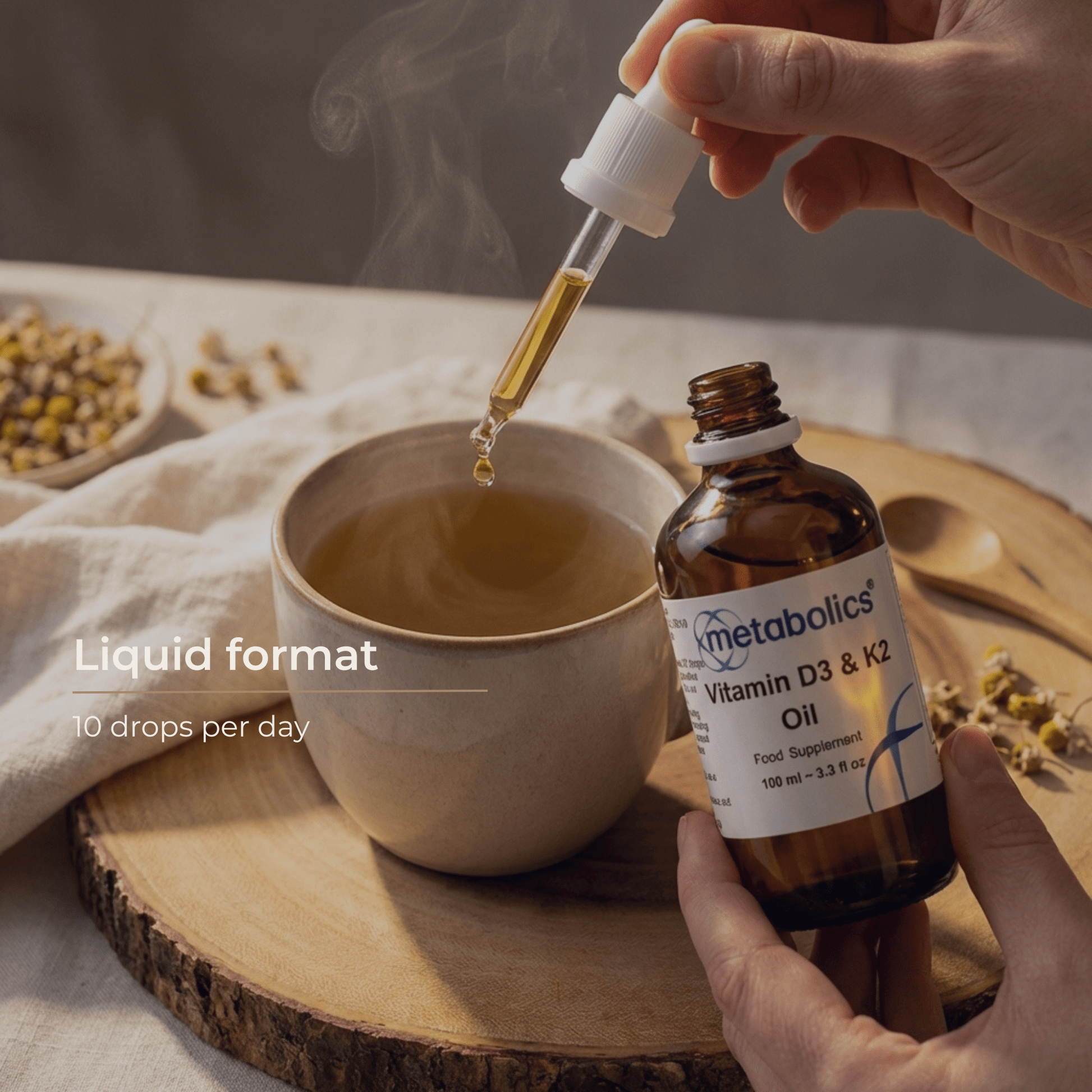 US Vitamin D3 and K2 Oil 100ml - Metabolics