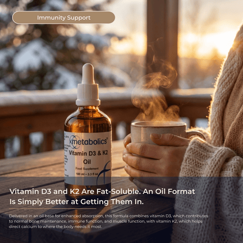US Vitamin D3 and K2 Oil 100ml - Metabolics