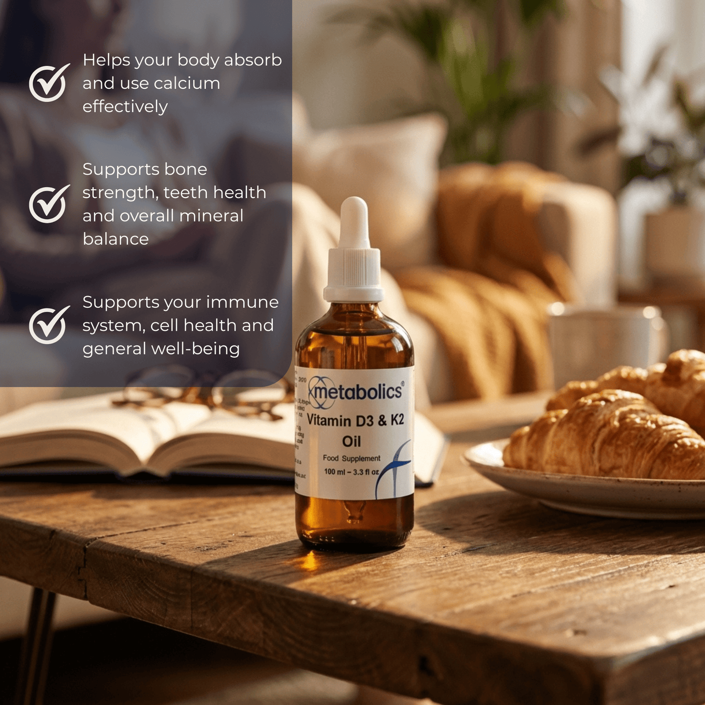 US Vitamin D3 and K2 Oil 100ml - Metabolics