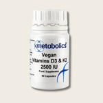 Vegan Vitamins D3 and K2 2500 IU Capsules - Metabolics