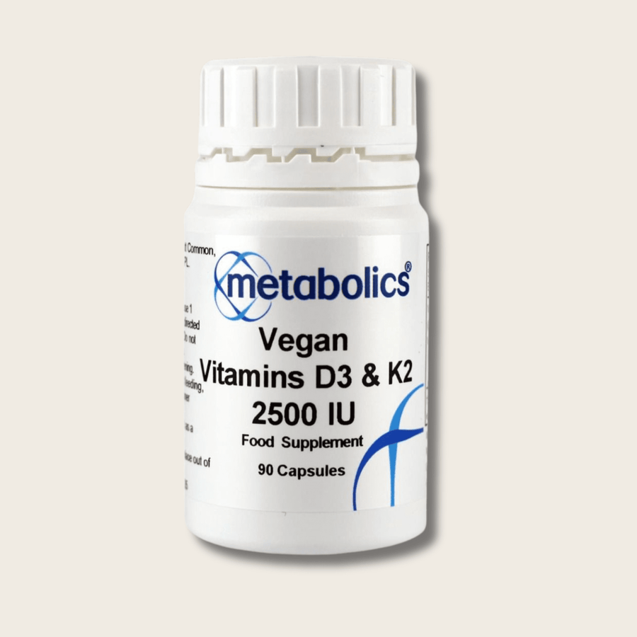 Vegan Vitamins D3 and K2 2500 IU Capsules - Metabolics