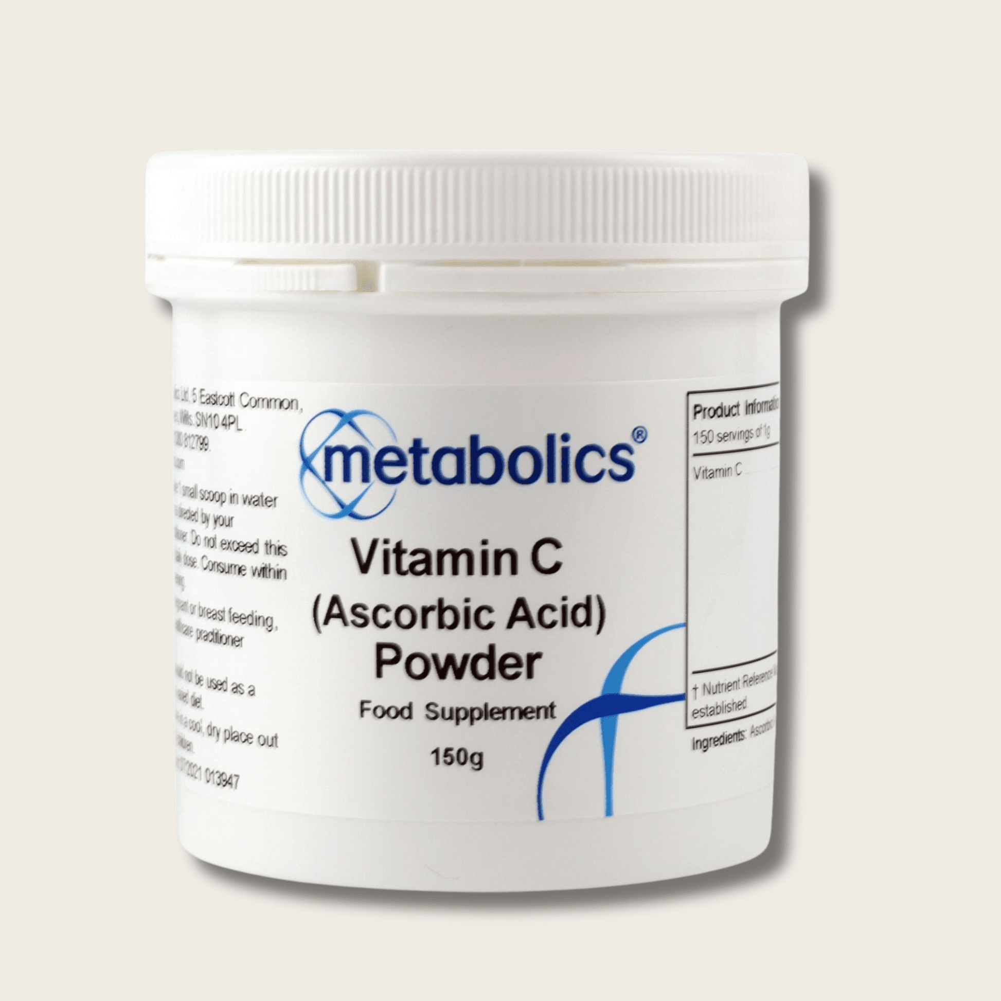 Vitamin C (Ascorbic Acid) Powder 150g - Metabolics