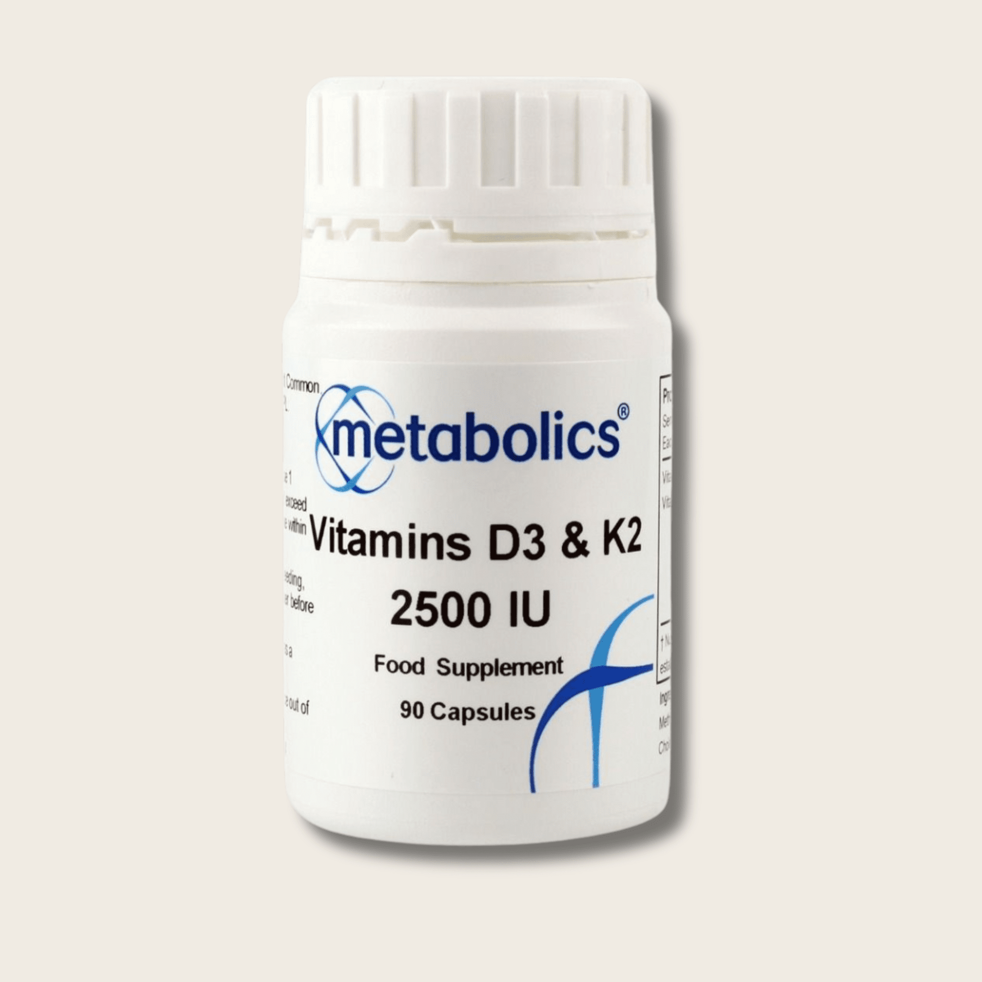 Vitamin D3 2,500 IU + Vitamin K2 (MK - 7) Capsules – Synergistic Bone, Heart & Immune Support - Metabolics