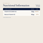 Vitamin D3 and K2 Oil 100ml - Metabolics